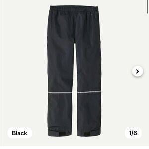 Patagonia kids Black Torrentshell Waterproof Pants